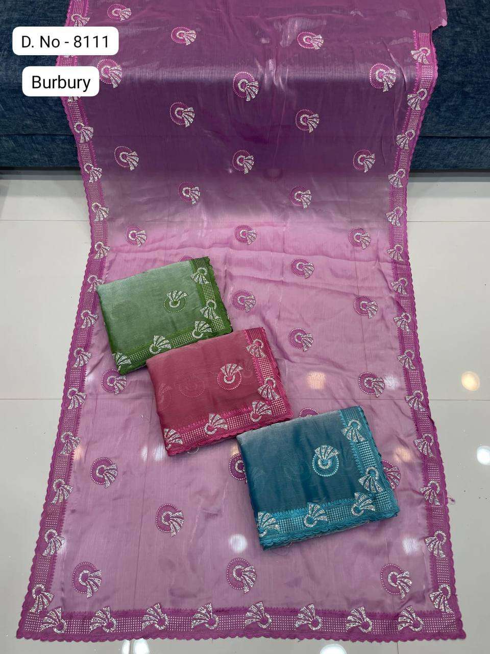 8111 COLOUR BY ASLIWHOLESALE DESIGNER SOFT FANCY BURBURY WORK SAREES