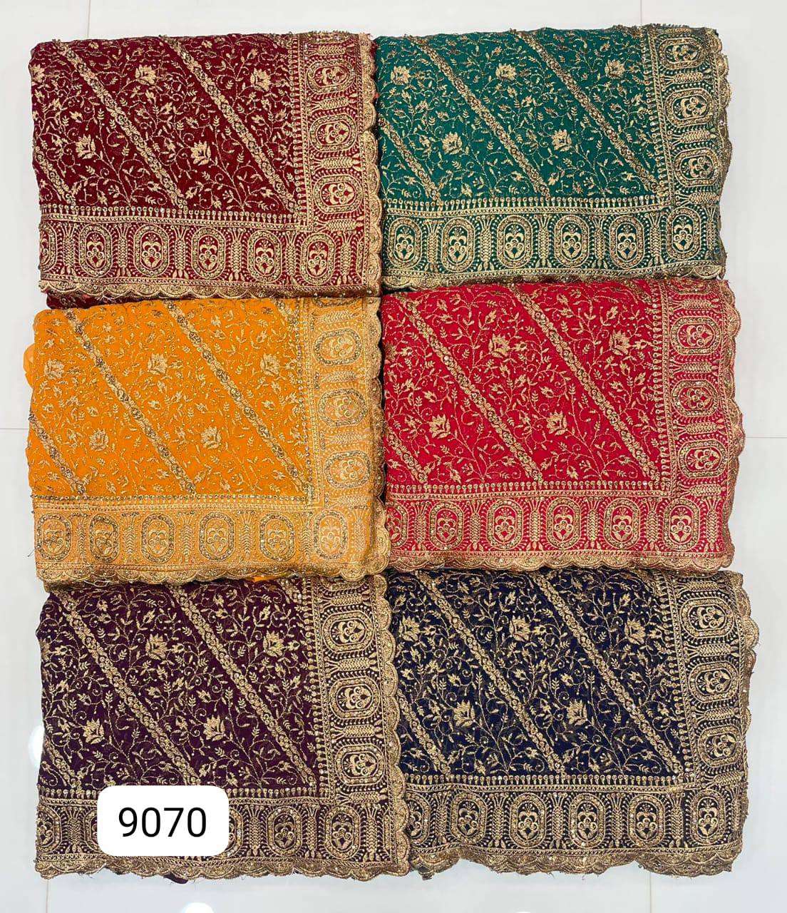 9070 COLOUR BY ASLIWHOLESALE DESIGNER SOFT FANCY 60 GRAM WORK SAREES