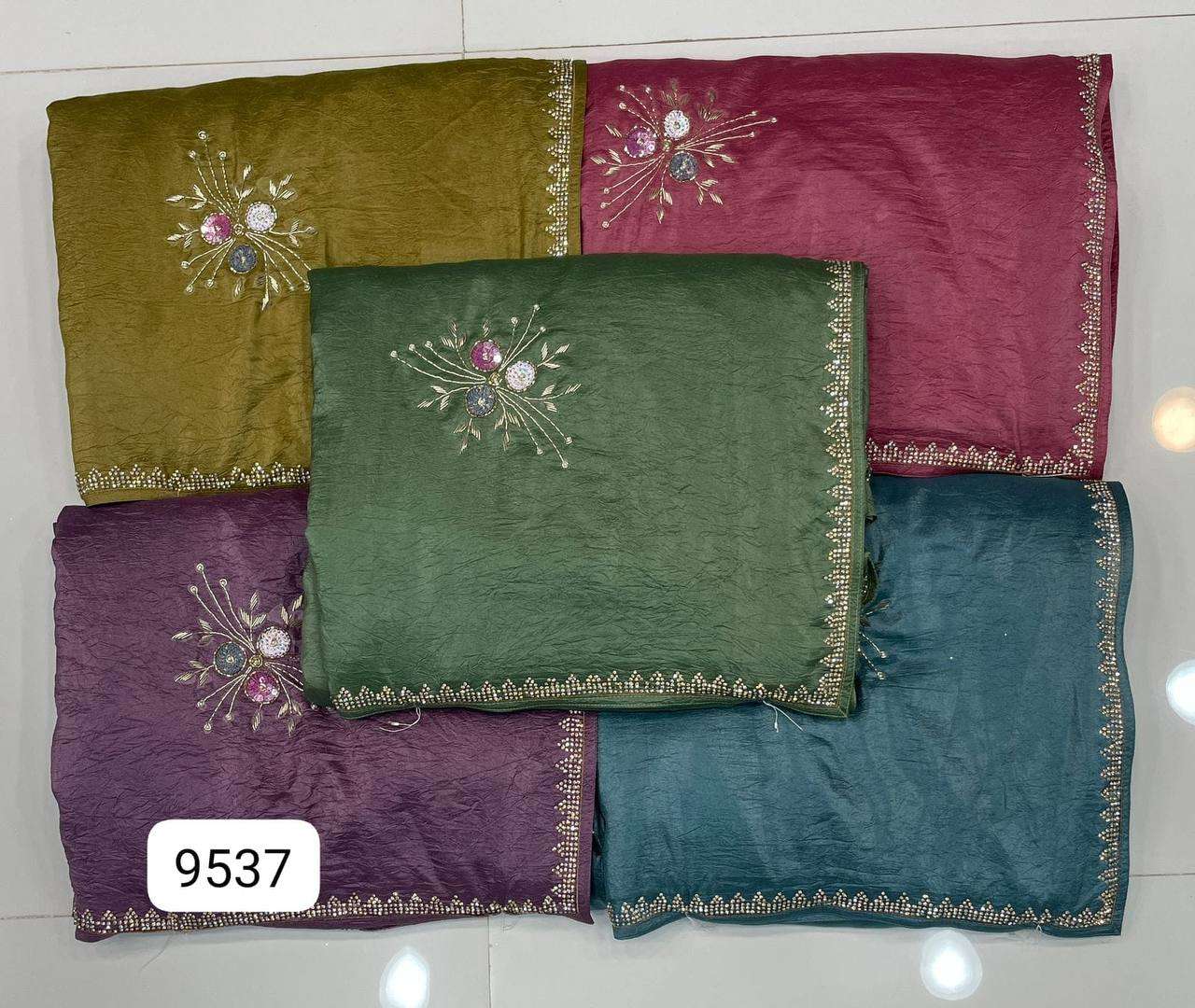 9537 COLOUR BY ASLIWHOLESALE DESIGNER SOFT FANCY SILKY WORK SAREES