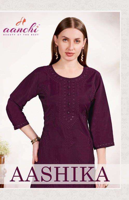 AASHIKA BY AANCHI 1001 TO 1006 SERIES FANCY ROMAN SILK PRINTED KURTIS