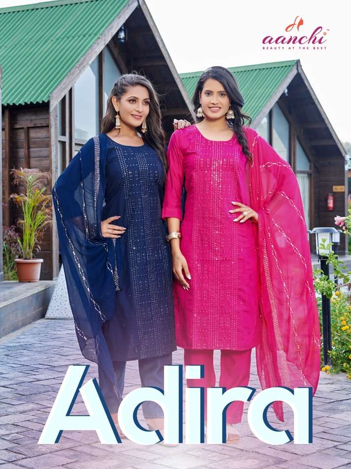 ADIRA BY AANCHI 1001 TO 1004 SERIES LIVA ROMAN SILK EMBROIDERY DRESSES