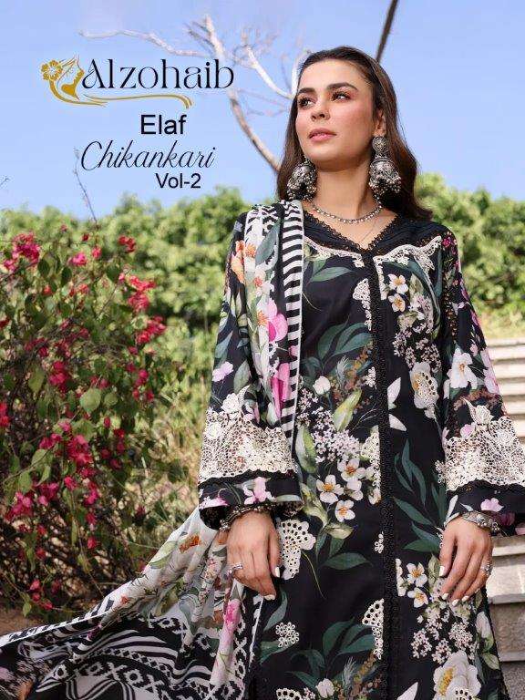 ALZOHAIB ELAF VOL-02 BY ASLIWHOLESALE HEAVY EMBROIDERED COTTON PAKISTANI DRESSES