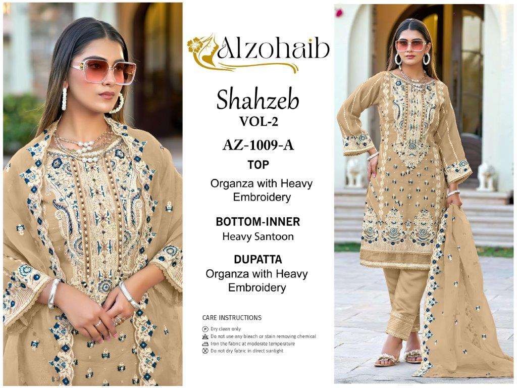 ALZOHAIB SHAHZEB VOL-02 BY ASLIWHOLESALE HEAVY EMBROIDERED ORGANZA PAKISTANI DRESSES