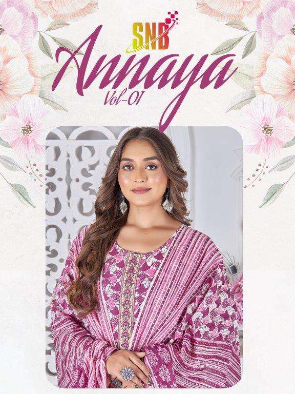 ANNAYA VOL-1 BY ASLIWHOLESALE 201 TO 208 SERIES FANCY COTTON STITCHED DRESSES