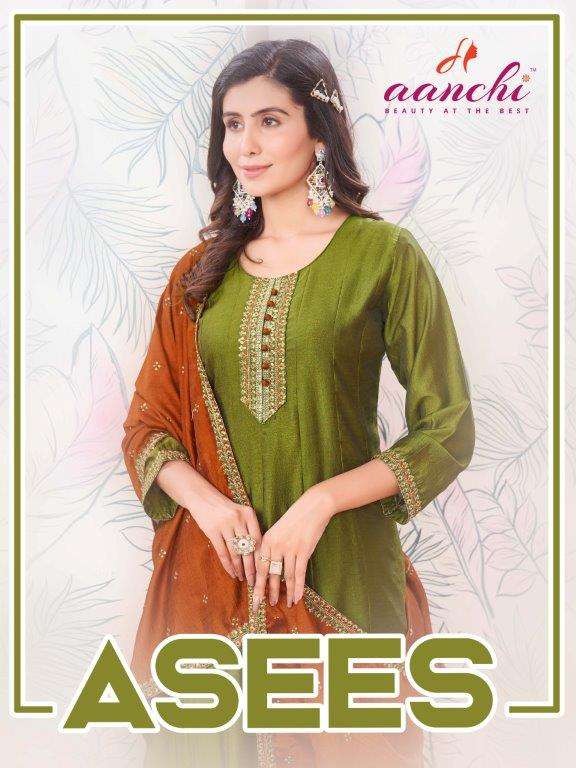 ASEES BY AANCHI 1001 TO 1004 SERIES LIVA VICHITRA SILK EMBROIDERY DRESSES