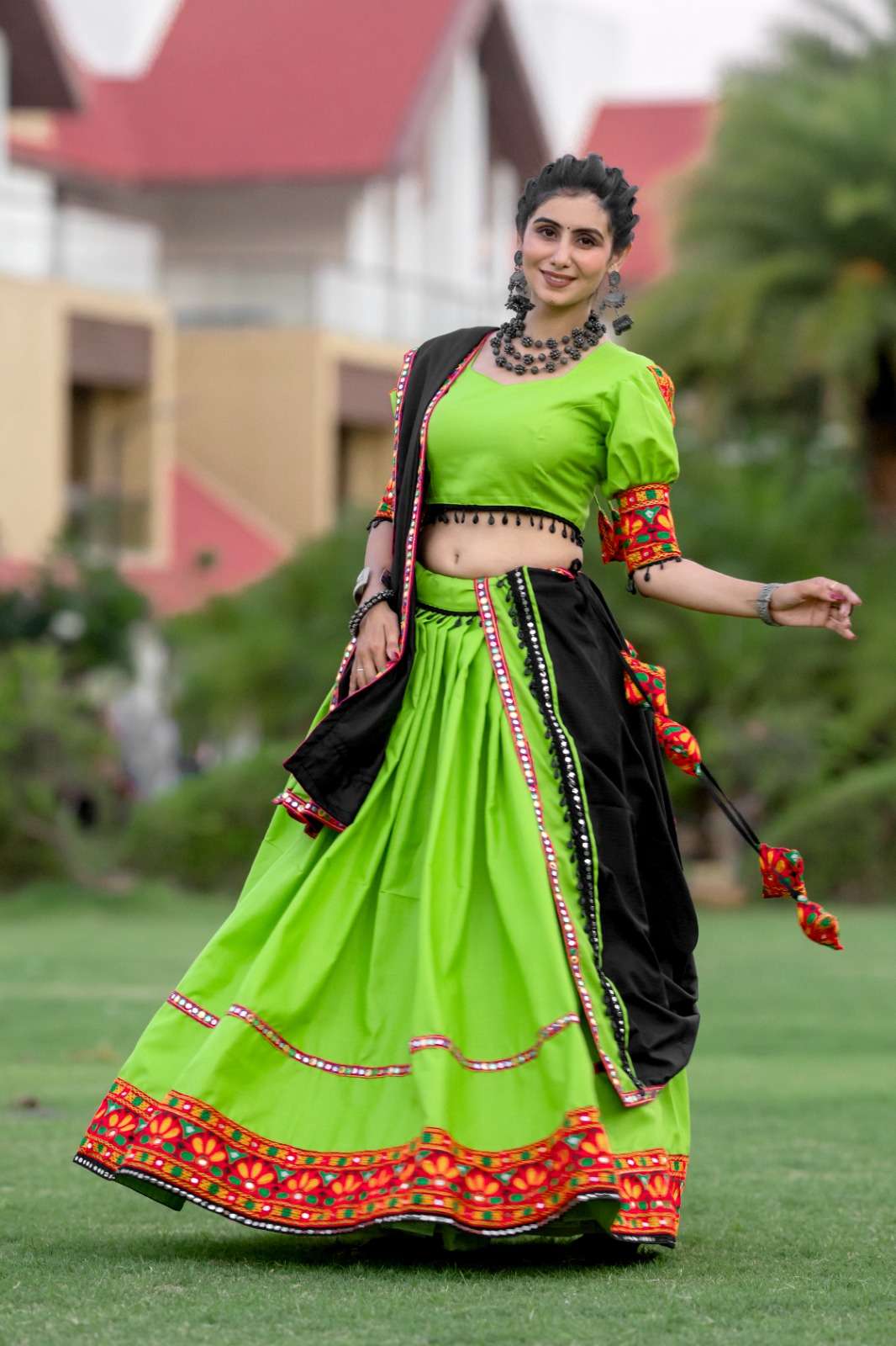 AWY-7067 BY AAWIYA DESIGNER FANCY PURE COTTON NAVRATRI LEHENGAS