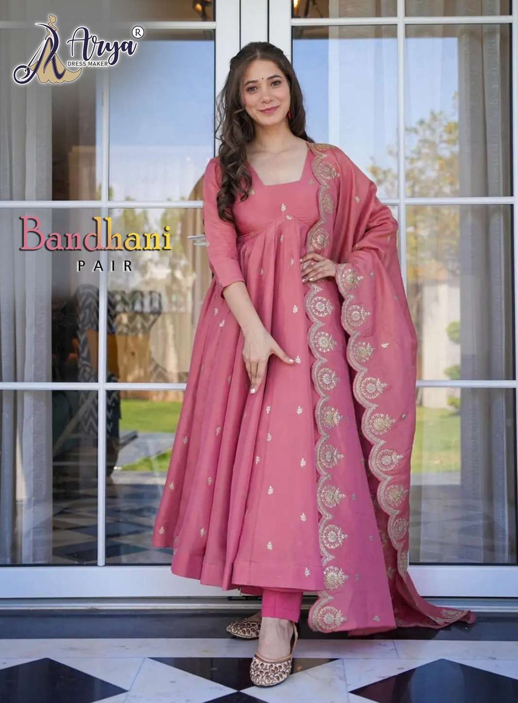 BANDHANI BY ARYA DRESS MAKER DESIGNER FANCY HEAVY ROMAN SILK PRINT DRESSES