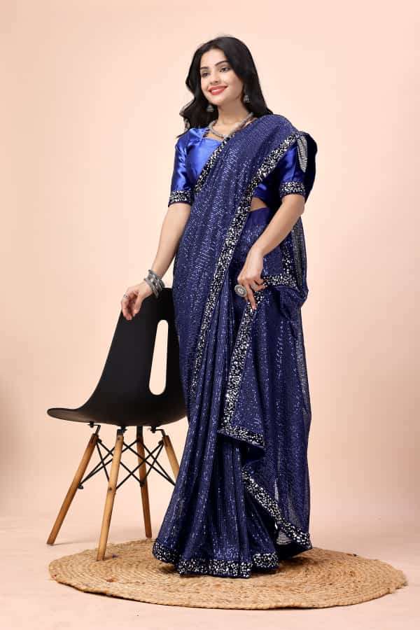 BLUEBERRY BY ASLIWHOLESALE FANCY HEAVY SEQUENCE WORK SAREES