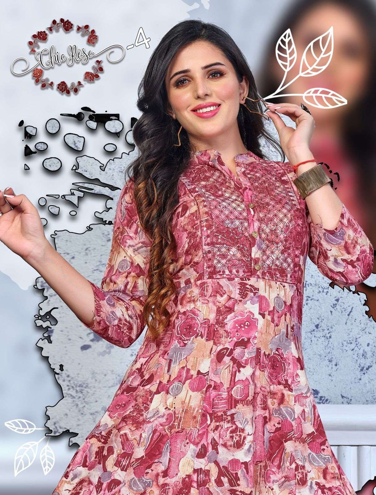 CHIC ROSE VOL-04 BY ASLIWHOLESALE DESIGNER FACNY PURE RAYON PRINT KURTIS