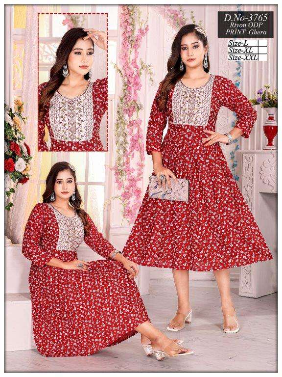 CITY GIRL BY ASLIWHOLESALE DESIGNER FACNY RAYON PRINT KURTIS