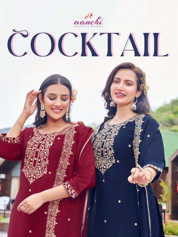 COCKTAIL BY AANCHI 1001 TO 1004 SERIES LIVA RANGEELA SILK EMBROIDERY DRESSES