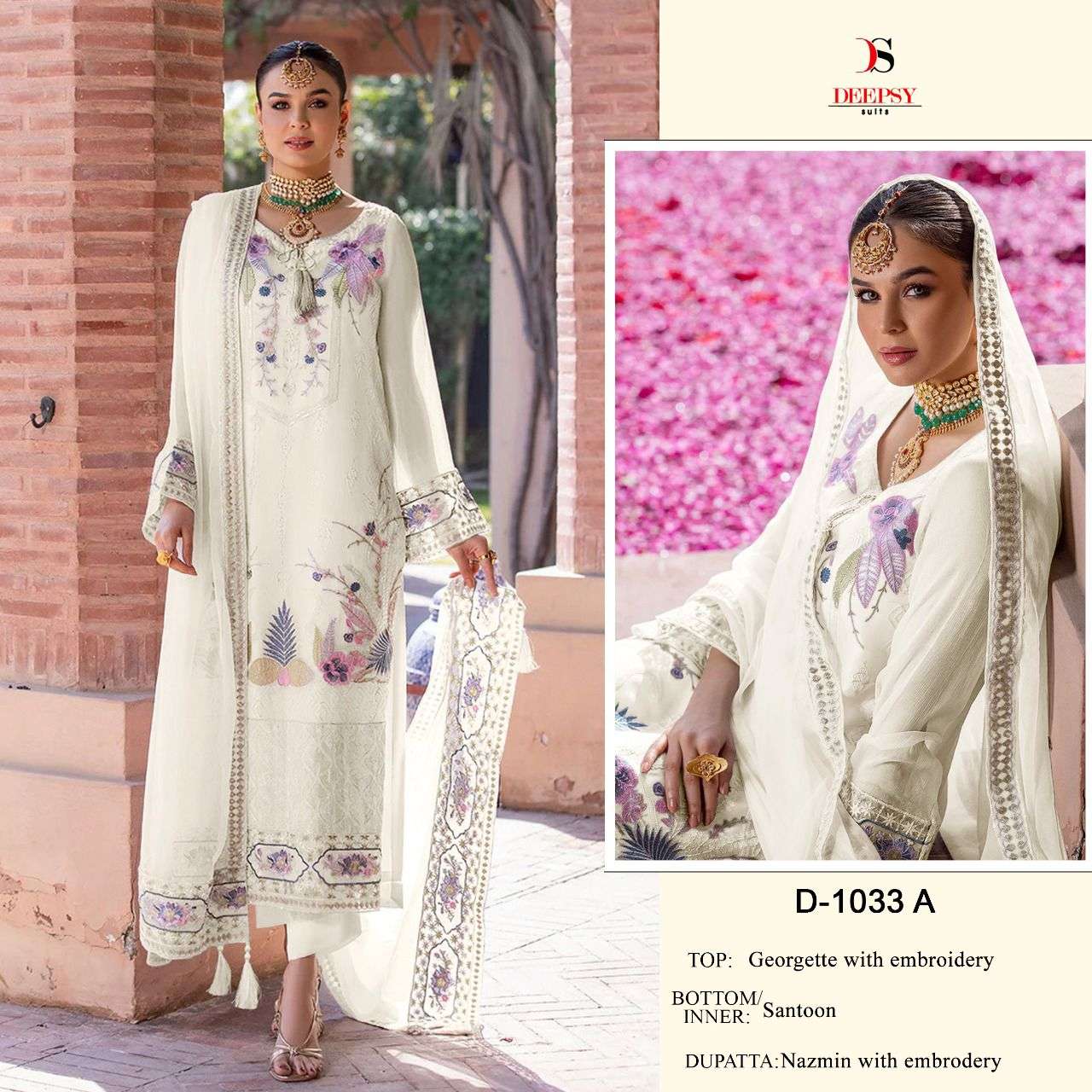 D-1033 COLOURS BY DEEPSY SUITS HEAVY GEORGETTE EMBROIDERY PAKISTANI DRESSES