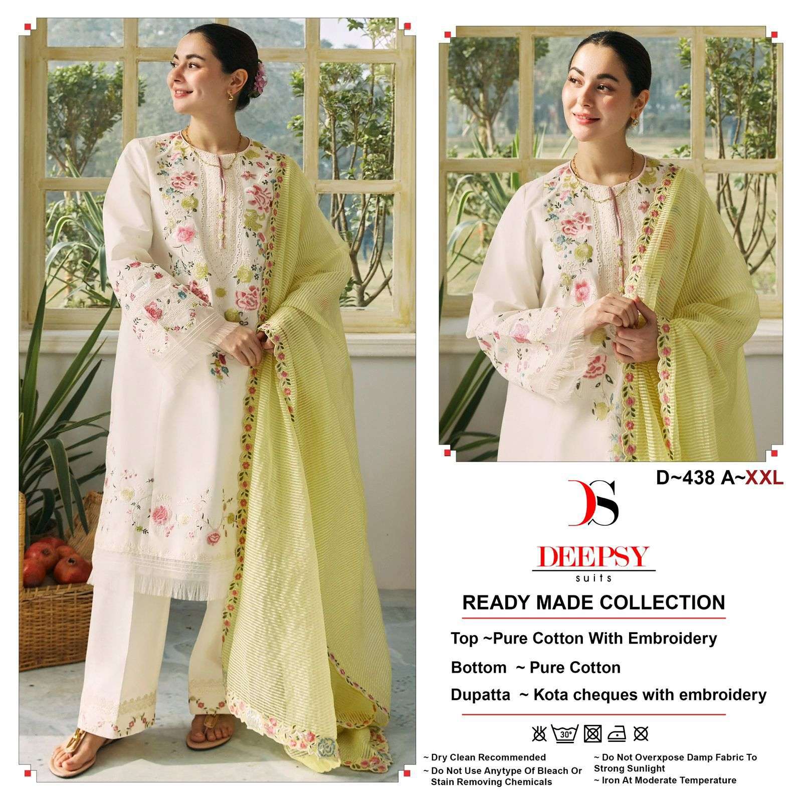 D-438 COLOURS BY DEEPSY SUITS HEAVY PURE COTTON EMBROIDERY PAKISTANI DRESSES