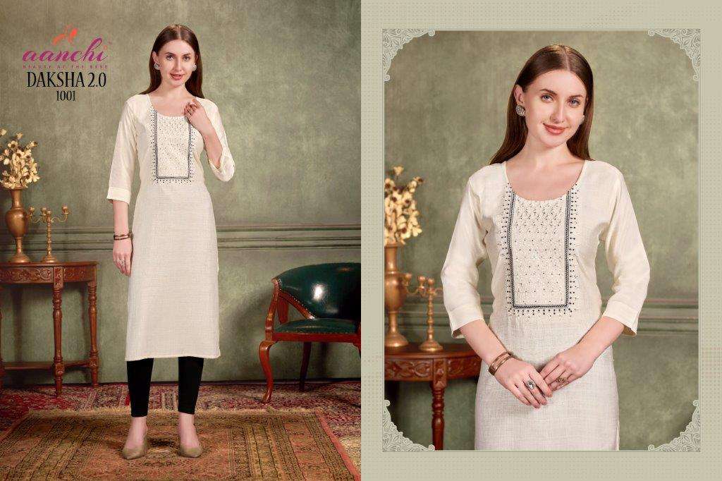 DAKSHA VOL-02 BY AANCHI 1001 TO 1006 SERIES  FANCY FABRIC EMBROIDERY KURTIS