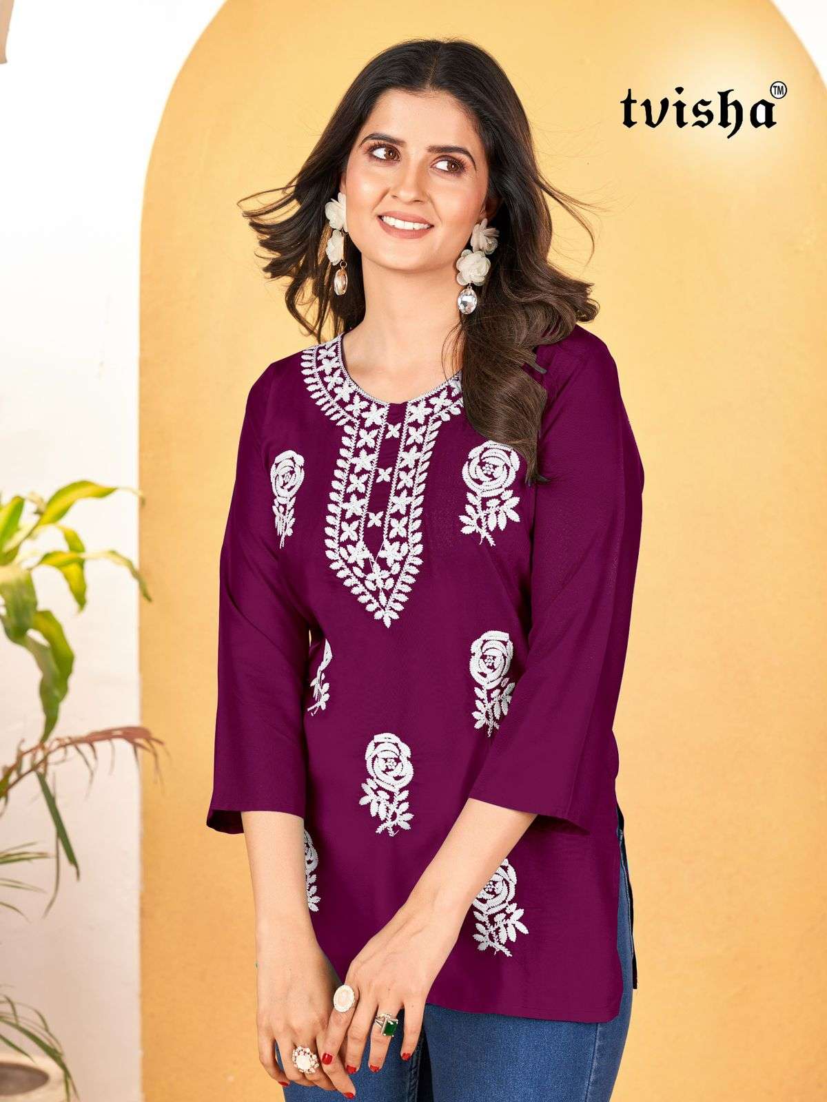 GULAB BY ASLIWHOLESALE DESIGNER FACNY RAYON CHIKAN WORK KURTIS 