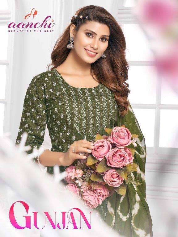 GUNJAN BY AANCHI 1001 TO 1004 SERIES FANCY FABRIC RAYON PRINT DRESSES