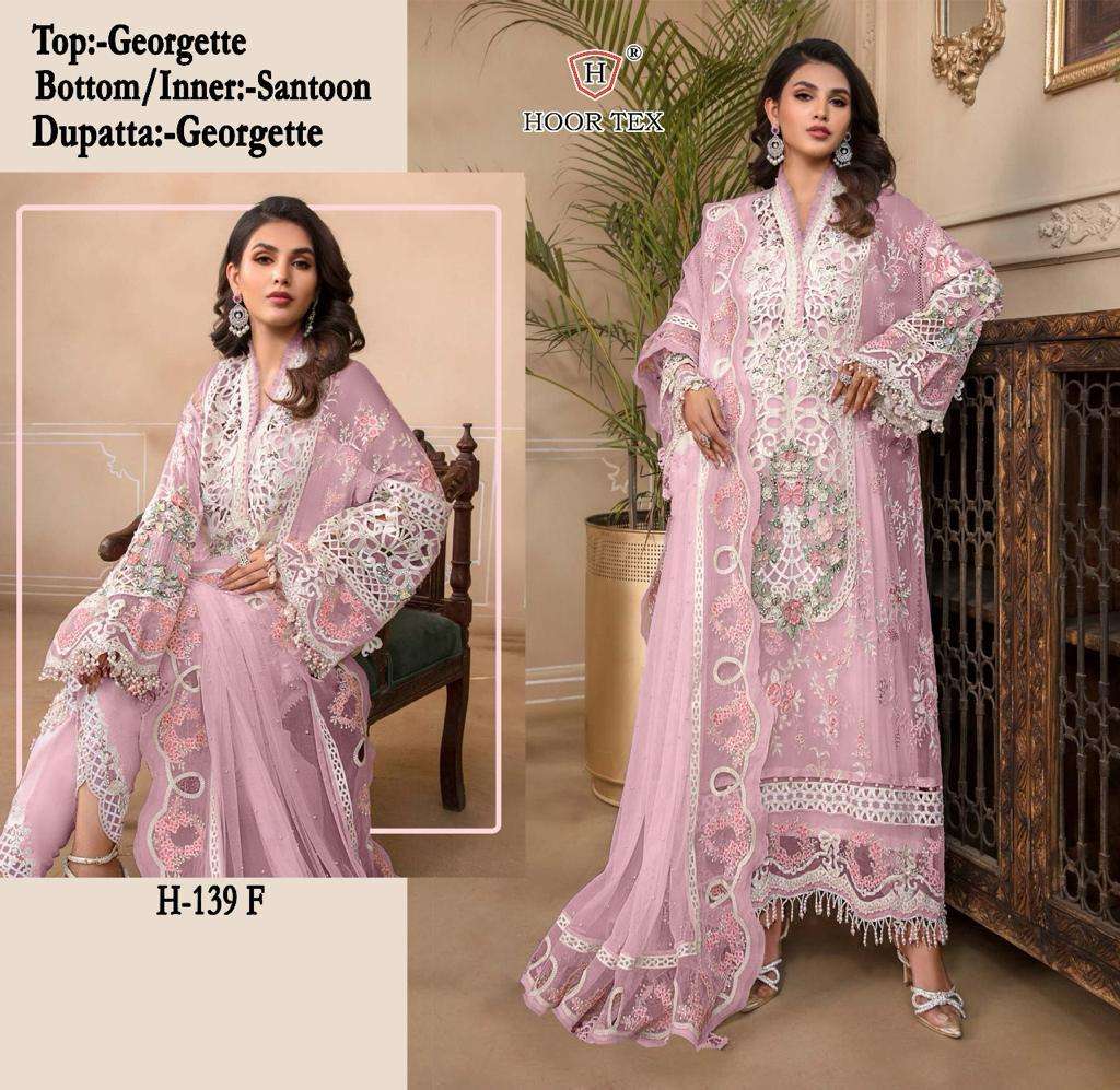 H-139 F TO H COLOURS BY HOOR TEX FAUX GEORGETTE EMBROIDERED PAKISTANI DRESSES