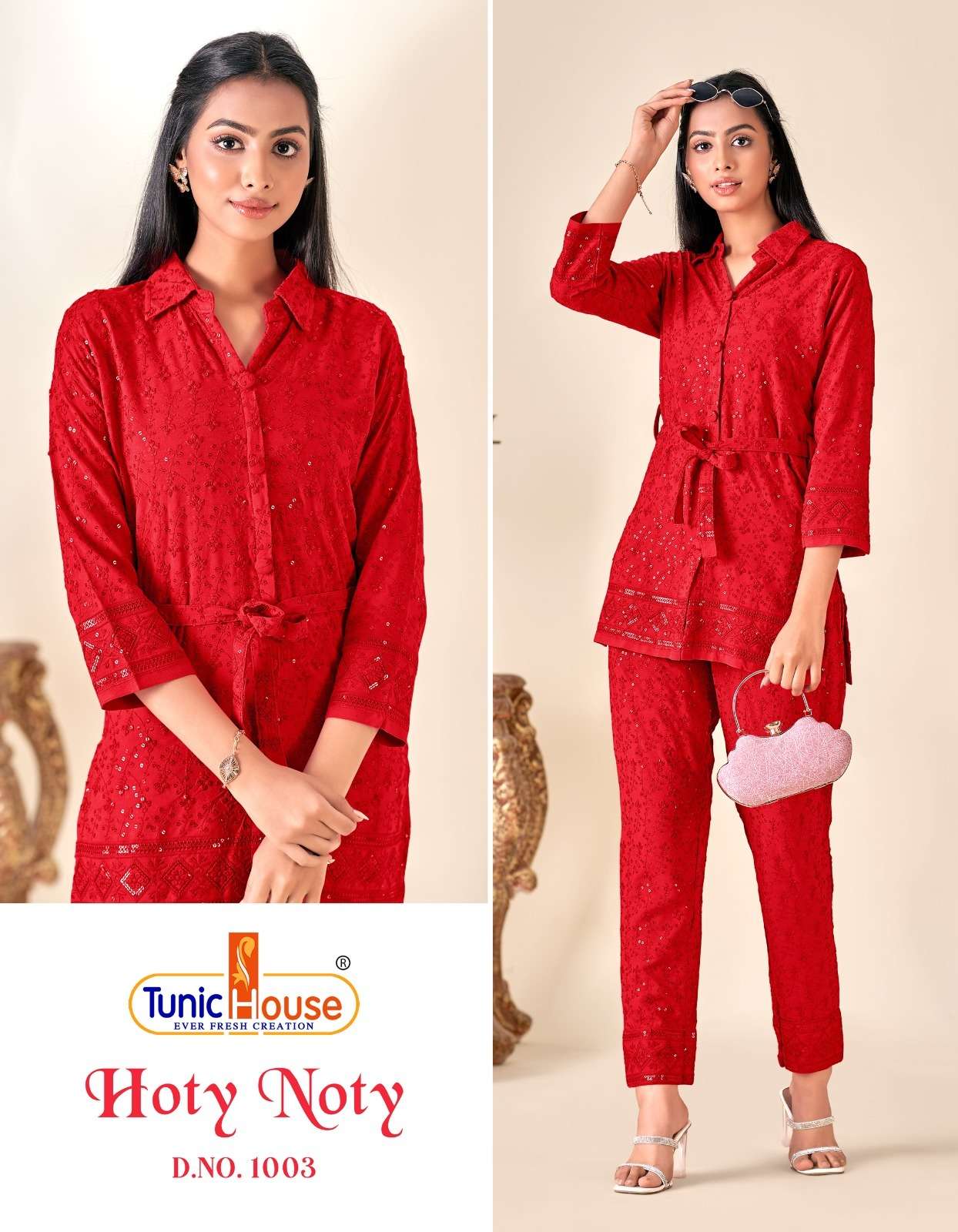 HOTY NOTY BY TUNIC HOUSE 1001 TO 1014 SERIES VISCOSE RAYON CO-ORD SET