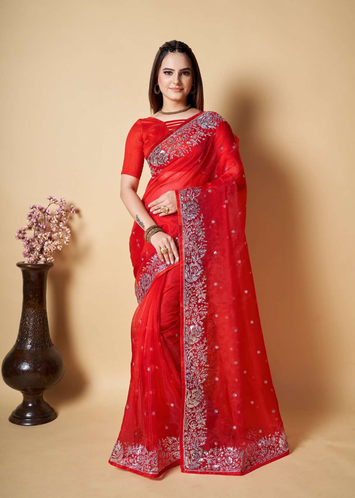 IDIKA BY ASLIWHOLESALE 01 TO 02 SERIES OF ORGANZA DIGITAL PRINTED SAREES