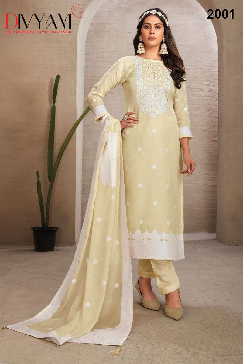 IMROZ DIVYAM BY ASLIWHOLESALE DESIGNER FACNY JACQUARD WORK DRESSES