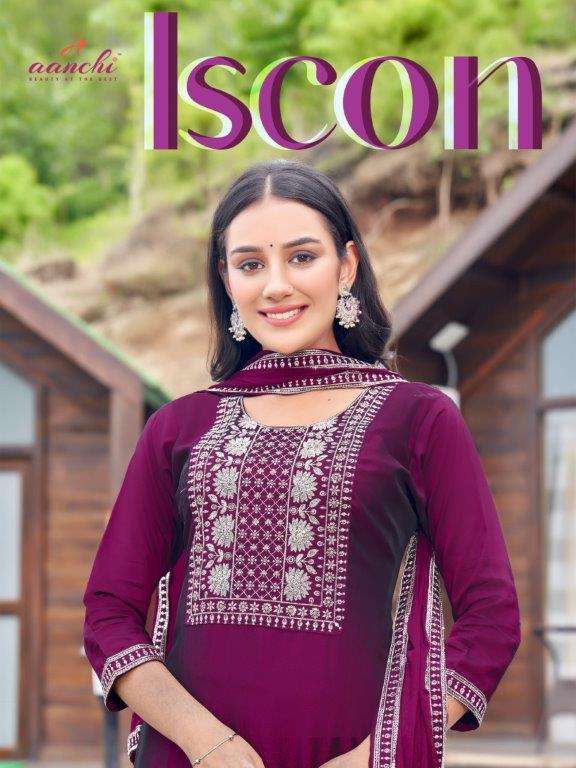 ISCON BY AANCHI 1001 TO 1004 SERIES LIVA RANGEELA SILK EMBROIDERY DRESSES