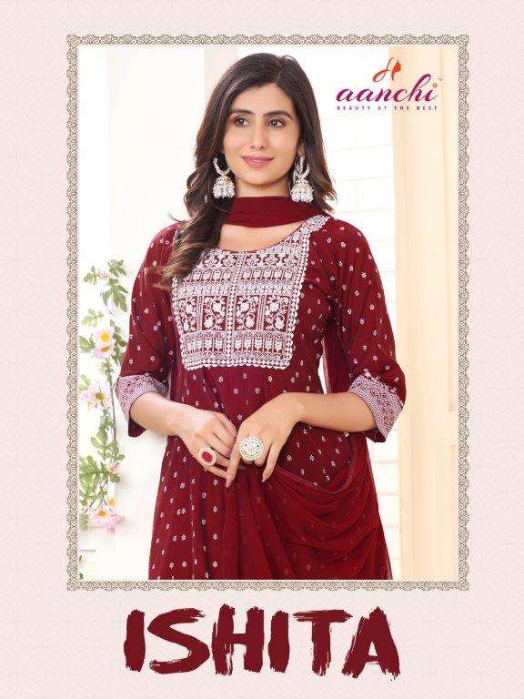 ISHITA BY AANCHI 1001 TO 1005 SERIES RANGILA FANCY EMBROIDERY DRESSES