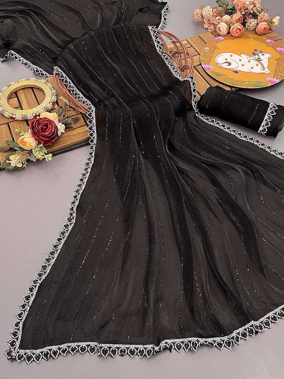 KC-827 BY ASLIWHOLESALE DESIGNER SOFT JIMMY CHOO SATIN SAREES