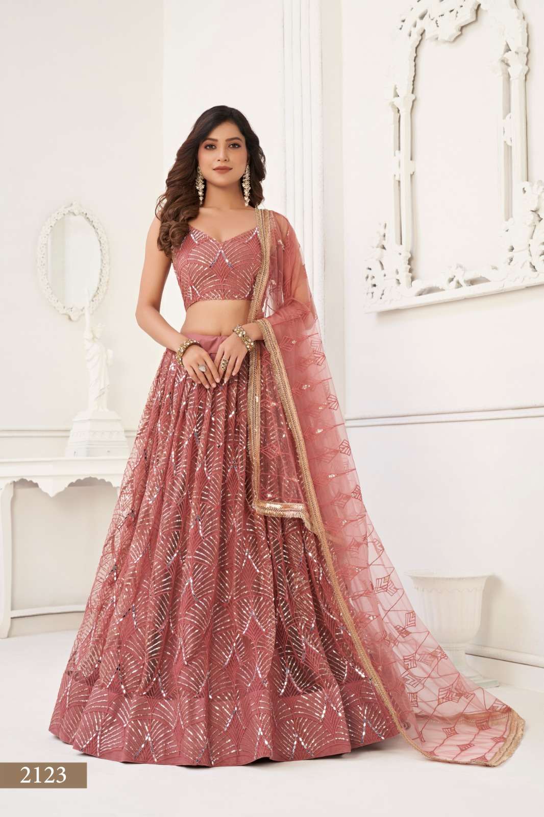 KHELAIYA 2123 COLOURS BY ASLIWHOLESALE FANCY DESIGNER BUTTERFLY NET LEHENGAS