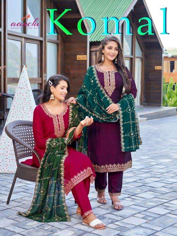 KOMAL BY AANCHI 1001 TO 1004 SERIES FANCY FABRIC VICHITRA PRINT DRESSES