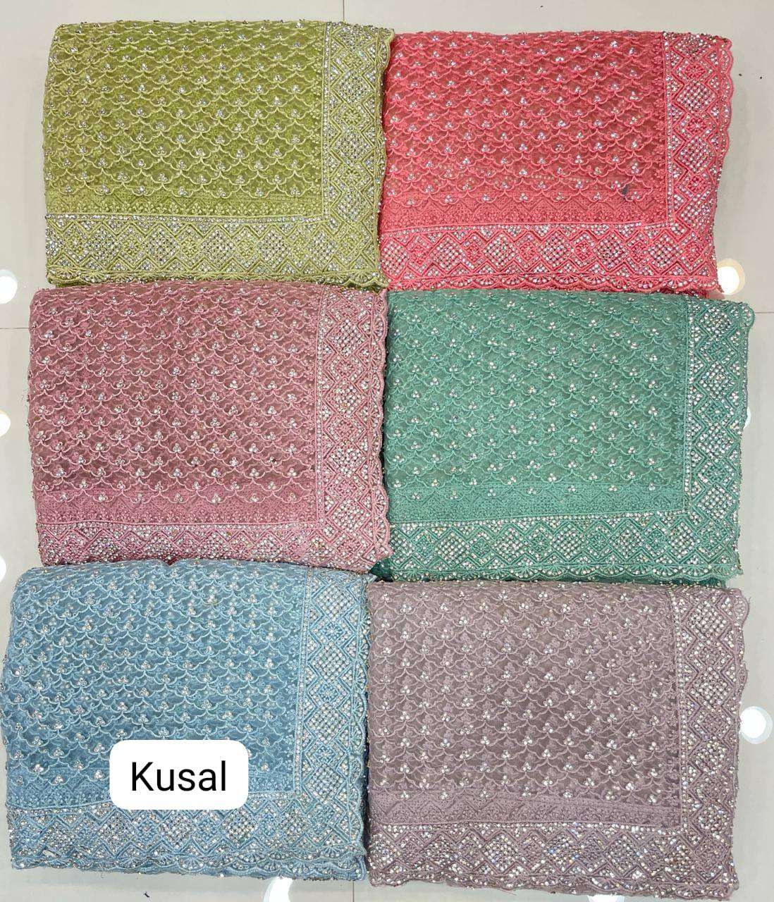 KUSAL BY ASLIWHOLESALE DESIGNER SOFT FANCY NET WORK SAREES