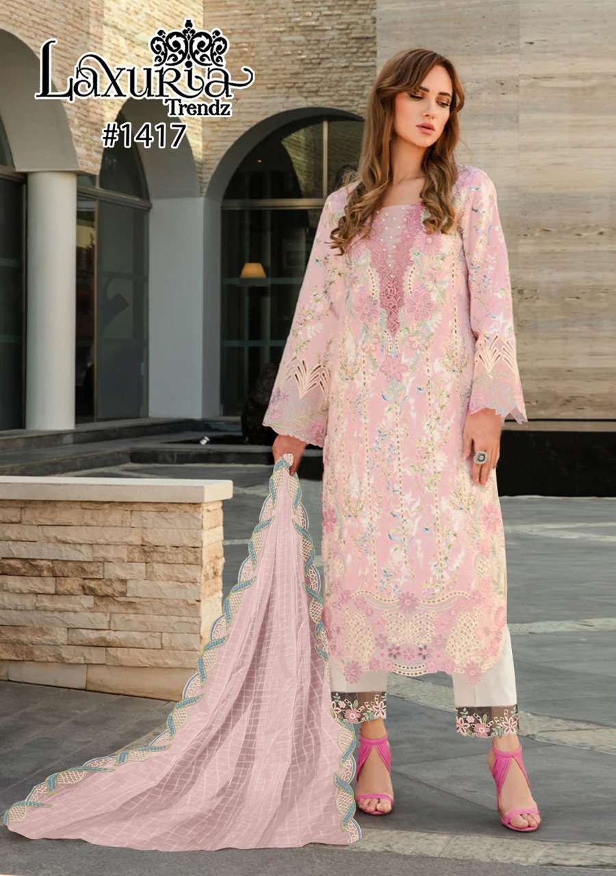 LAXURIA 1417 BY LAXURIA TRENDZ HEAVY DESIGNER MUSLIN EMBROIDERY DRESSES