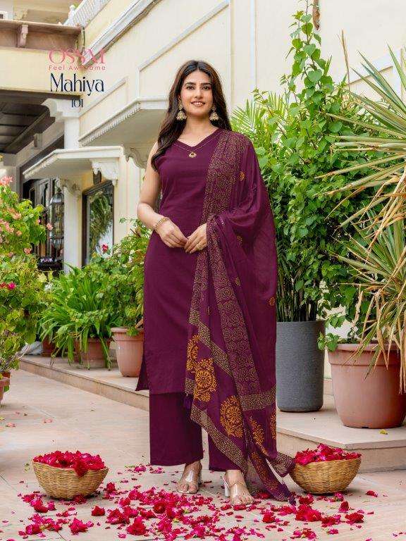 MAHIYA VOL-1 BY OSSM 1001 TO 1006 COTTON EMBROIDERY DRESSES