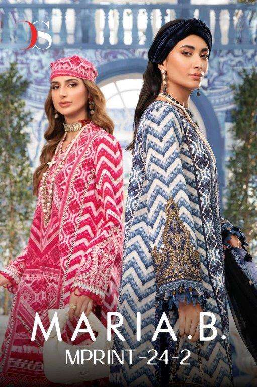 MARIA.B M PRINTS-24-2 BY DEEPSY SUITS DESGINER 7021 TO 7027 SERIES COTTON EMBROIDERY DRESSES