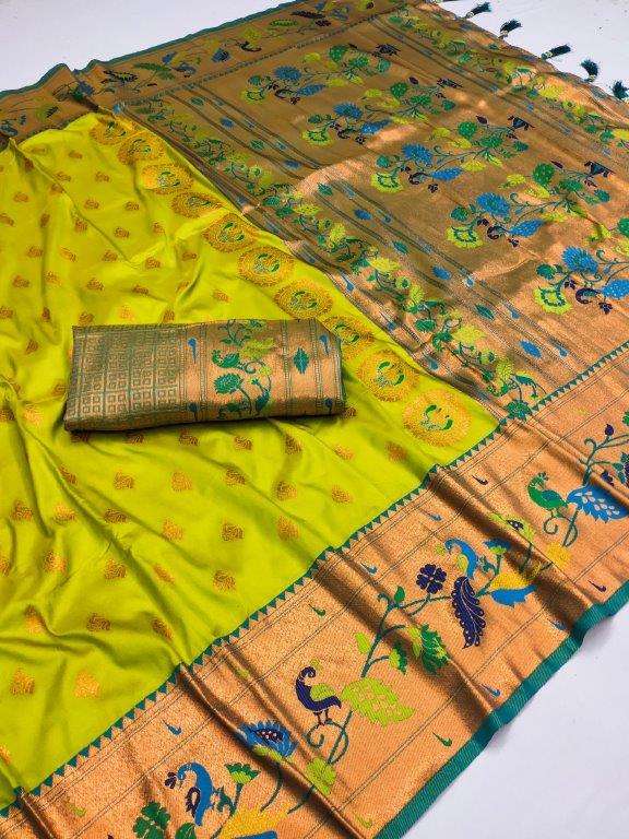 MARIGOLD PAITHANI BY ASLIWHOLESALE DESIGNER SOFT PAITHANI SILK WEAVING SAREES