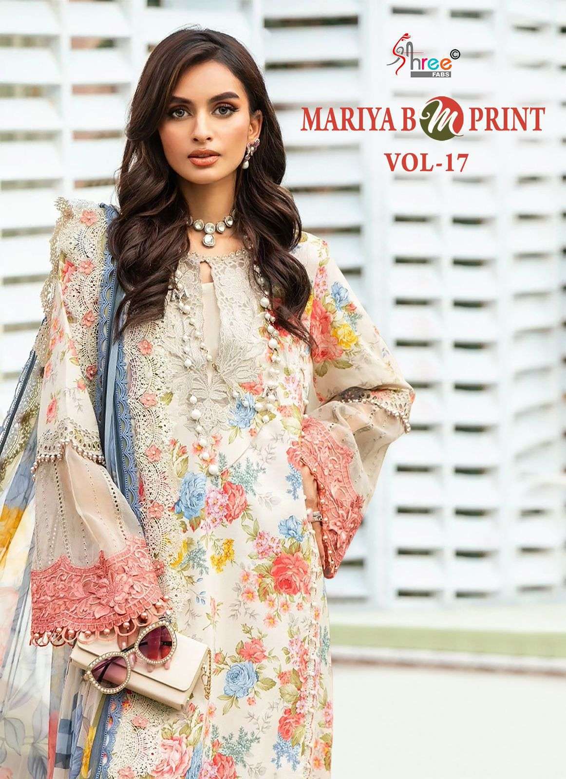 MARIYA B M PRINT VOL-17 BY SHREE FABS 3648 TO 3652 SERIES COTTON PAKISTANI DRESSES