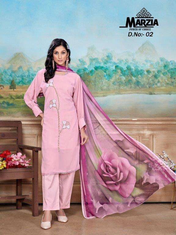 MARZIA-02 HIT DESIGN BY ASLIWHOLESALE DESIGNER FAUX GEORGETTE STITCHED DRESS