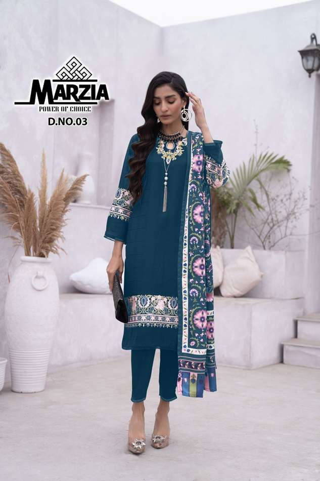 MARZIA-03 HIT DESIGN BY ASLIWHOLESALE DESIGNER FAUX GEORGETTE STITCHED DRESS