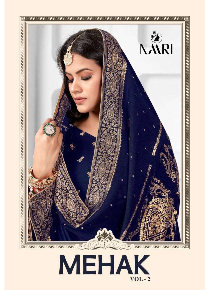 MEHAK VOL-02 BY NAARI 89001 TO 89004 SERIES PURE MUSLIN JACQUARD DRESSES