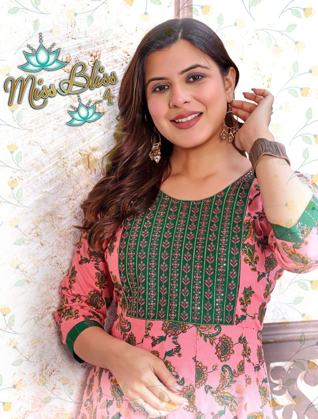 MISS BLISS VOL-04 BY ASLIWHOLESALE DESIGNER FACNY 14 KG RAYON PRINT KURTIS