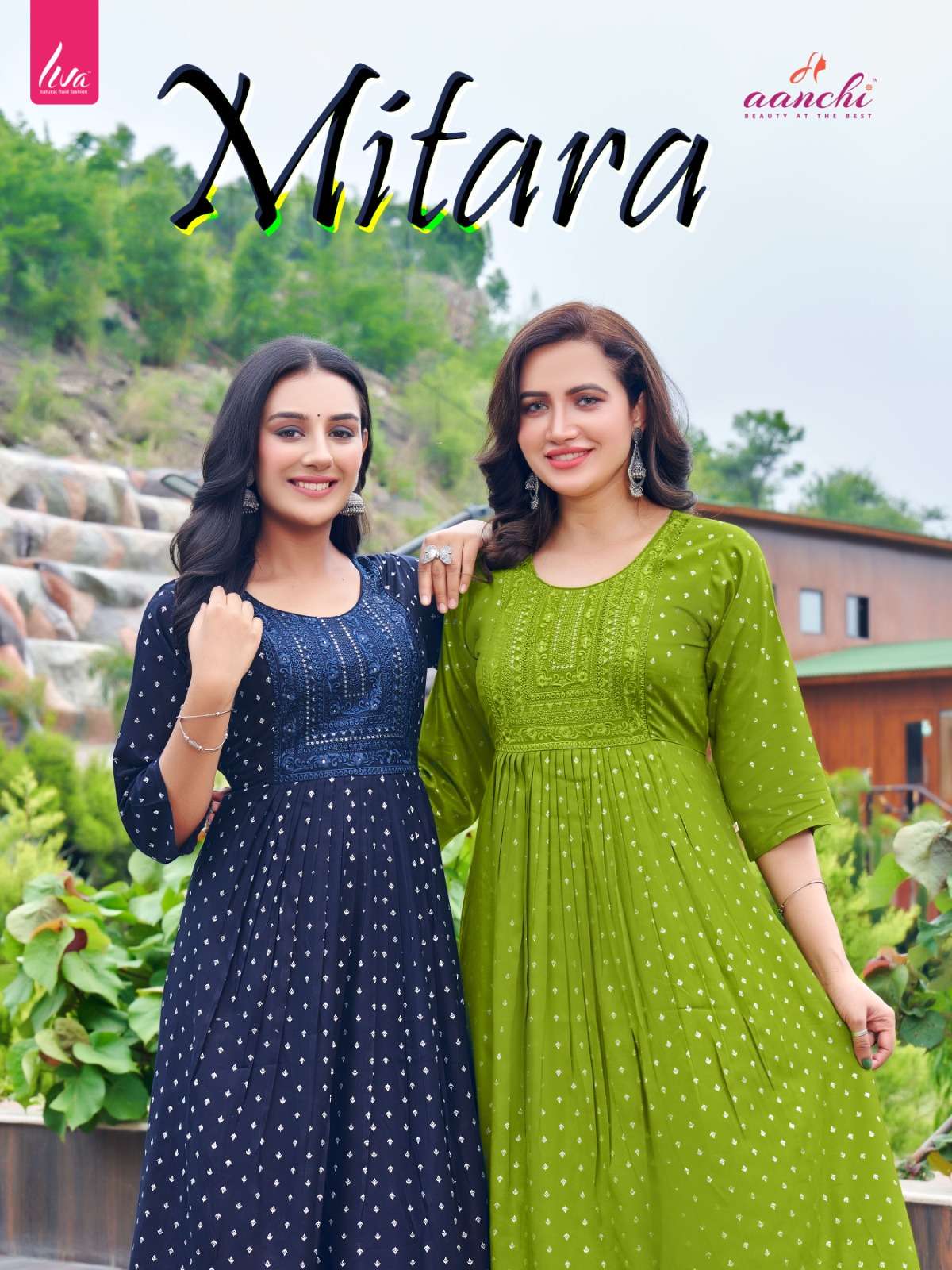 MITARA BY AANCHI 1001 TO 1006 SERIES FANCY FABRIC RAYON PRINT KURTIS