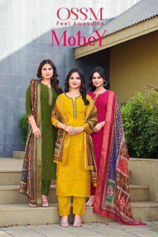 MOHEY BY OSSM 1001 TO 1006 SERIES FANCY PURE VISCOSE ROMAN SILK DRESSES