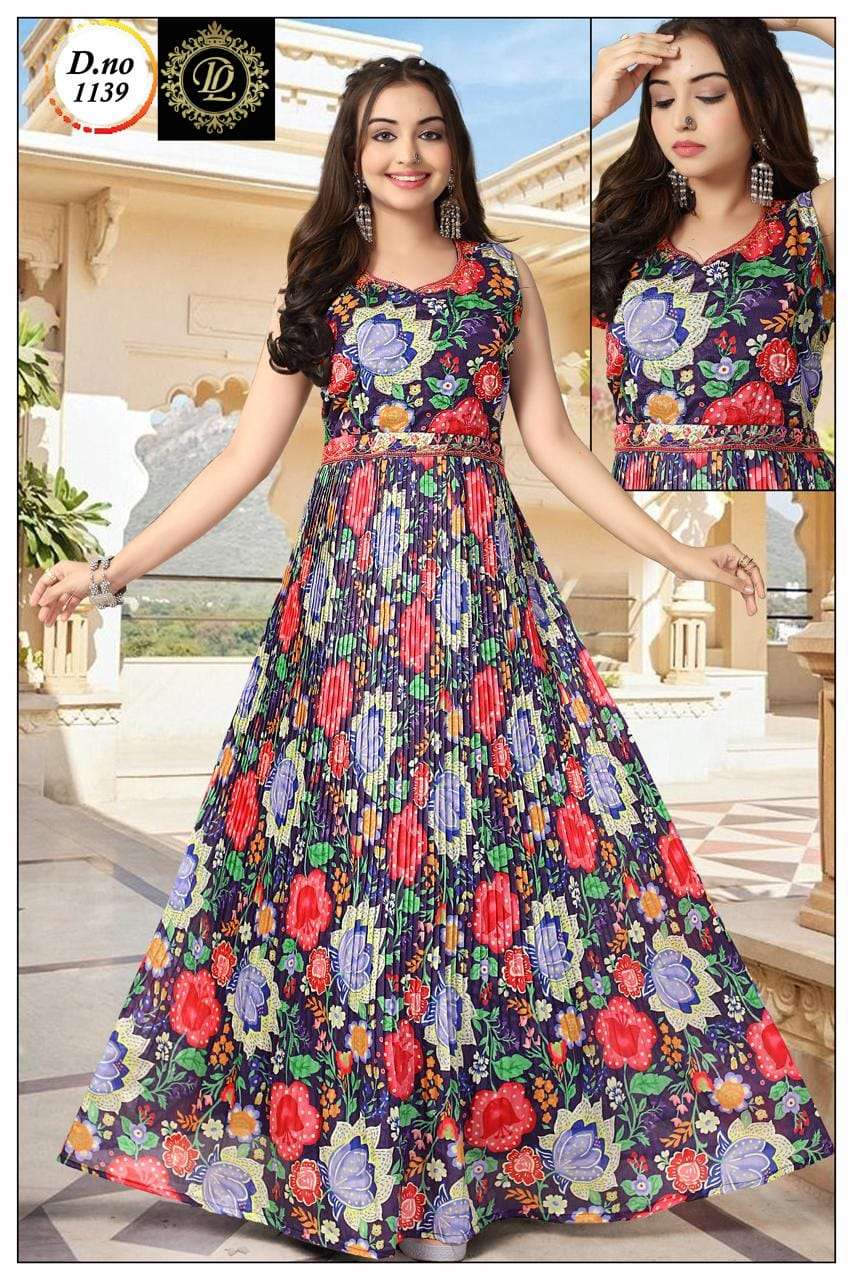 MONICA VOL-51 BY ASLIWHOLESALE DESIGNER FACNY CHINON PRINT GOWNS