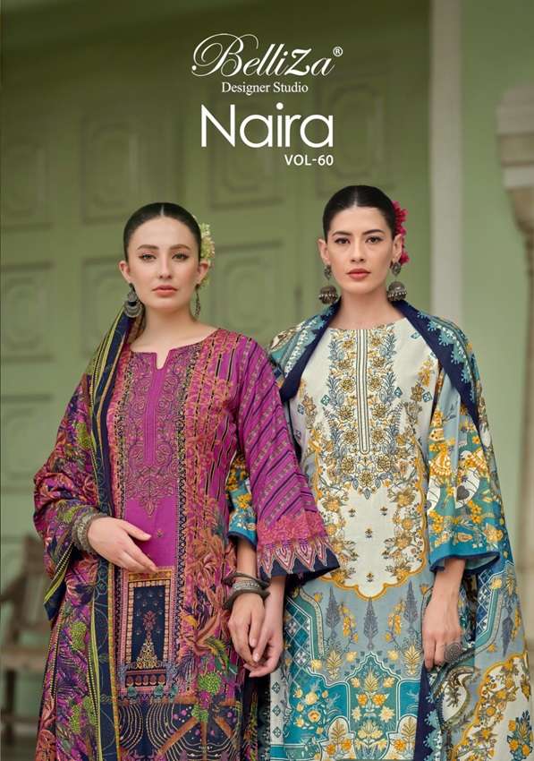 NAIRA VOL-60 BY BELLIZA 938-001 TO 938-008 SERIES COTTON EMBROIDERY DRESSES