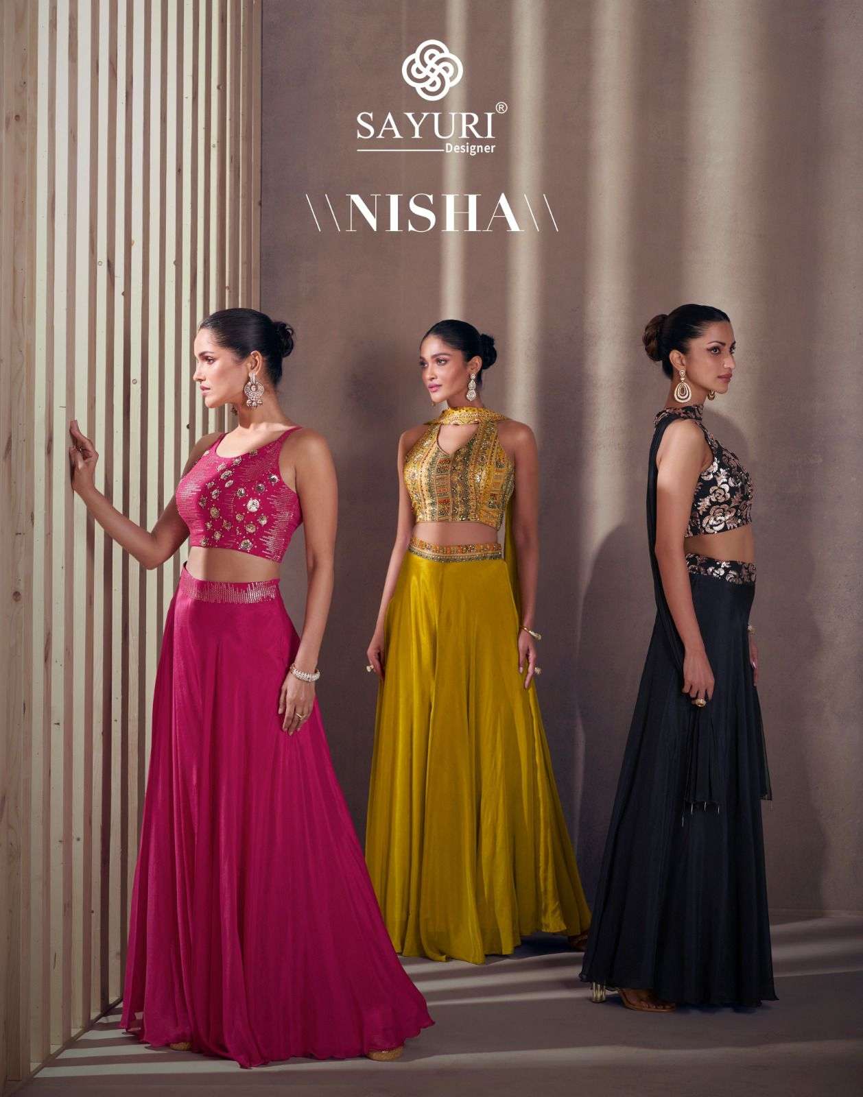 NISHA BY SAYURI 5483 TO 5487 SERIES FANCY DESIGNER PREMIUM CHINON SILK DRESSES