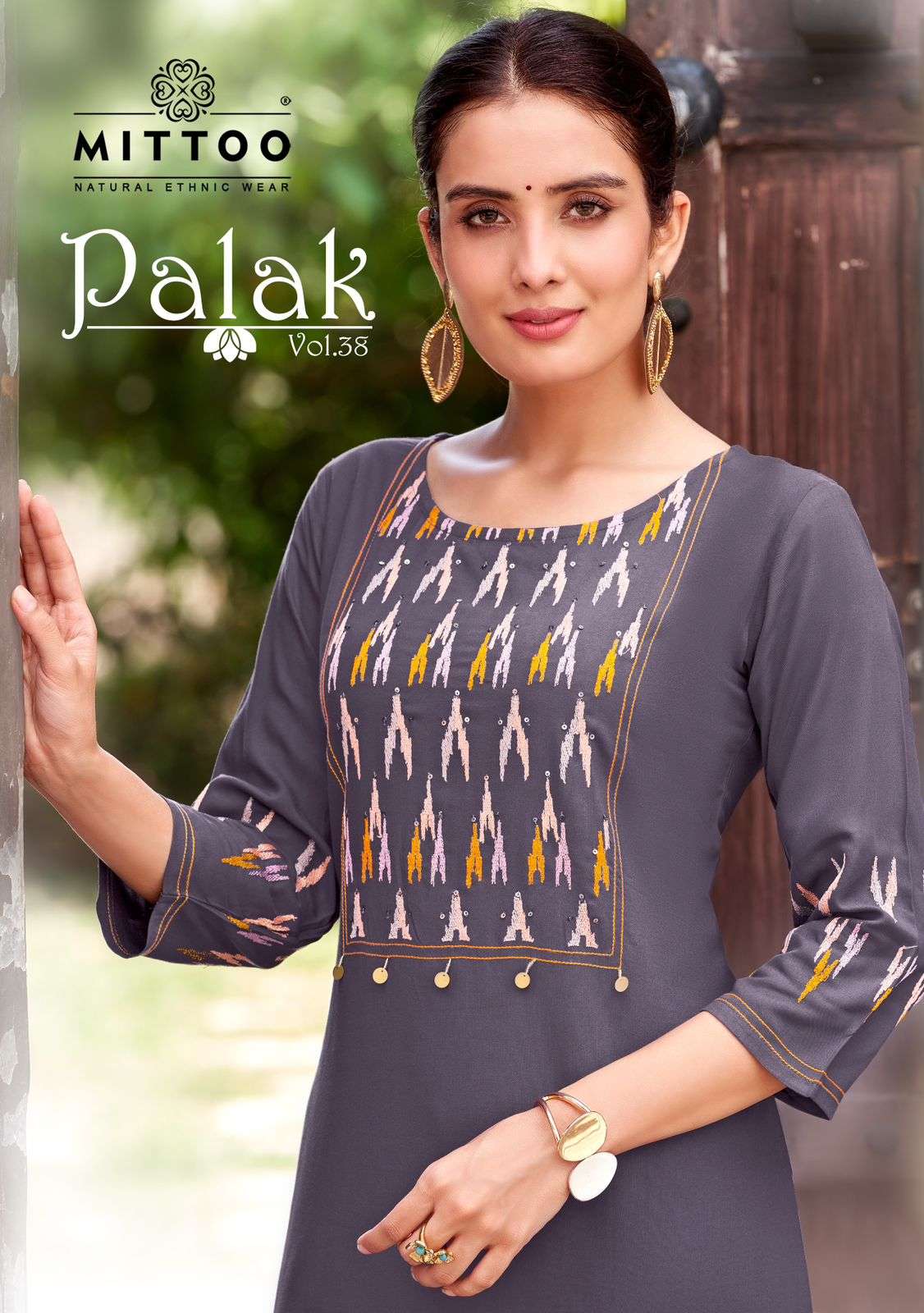 PALAK VOL-38 BY MITTOO 1323 TO 1330 SERIES HEAVY RAYON HANDWORK KURTIS