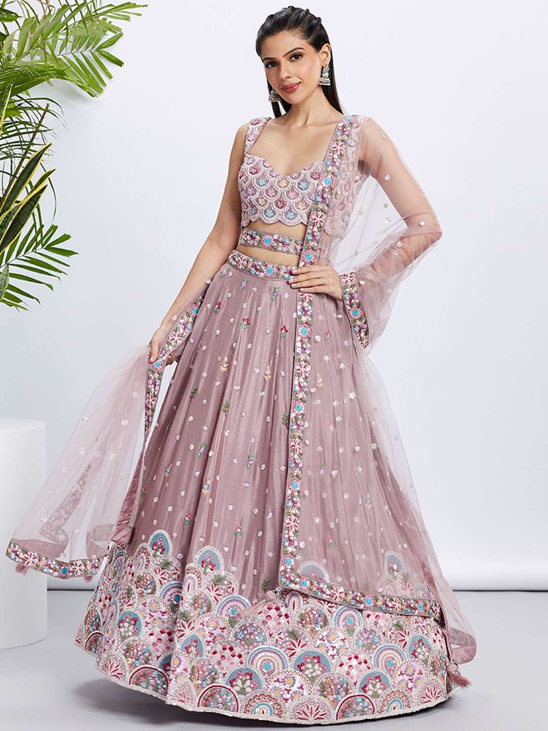 PL 6002 SERIES BY ASLIWHOLESALE DESIGNER FANCY POLY CHIFFON EMBROIDERY LEHENGAS