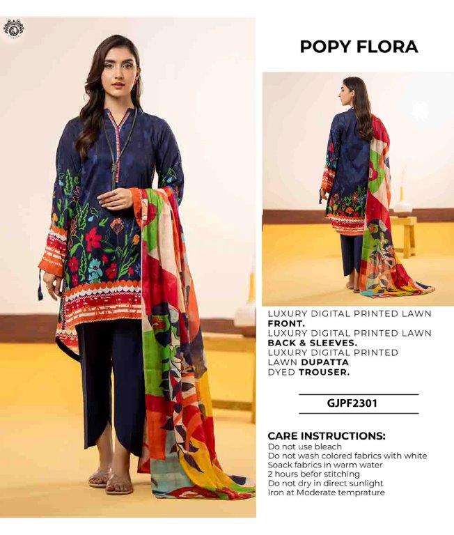 POPY FLORA BY ASLIWHOLESALE DESIGNER LAWN COTTON PRINTED DRESSES