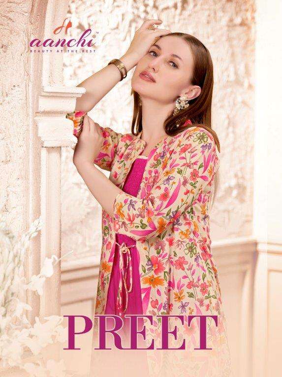 PREET BY AANCHI 1001 TO 1004 SERIES FANCY COTTON PRINTED KURTIS