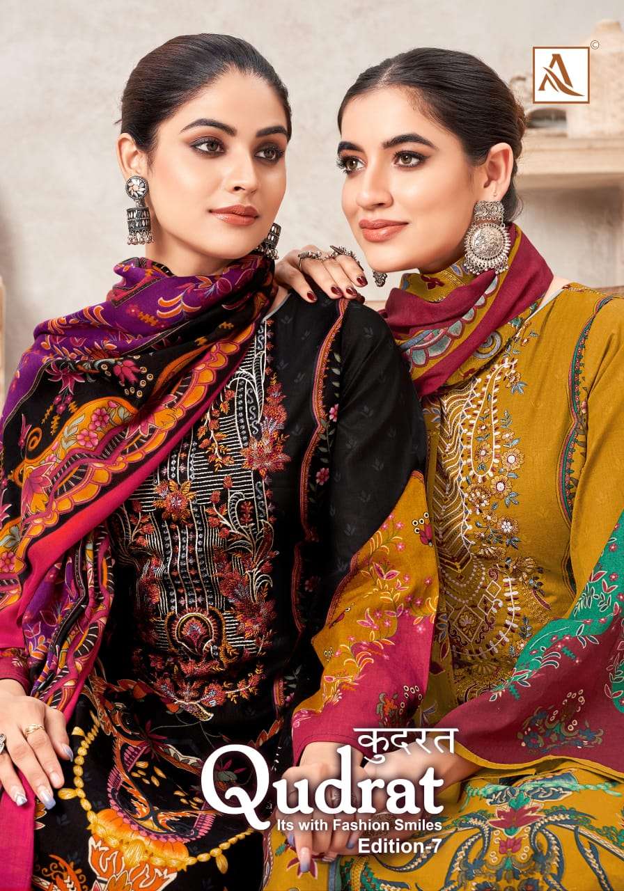 QUDRAT VOL-07 BY ALOK SUIT 1560-001 TO 1560-008 SERIES CAMBRIC COTTON PRINTED DRESSES