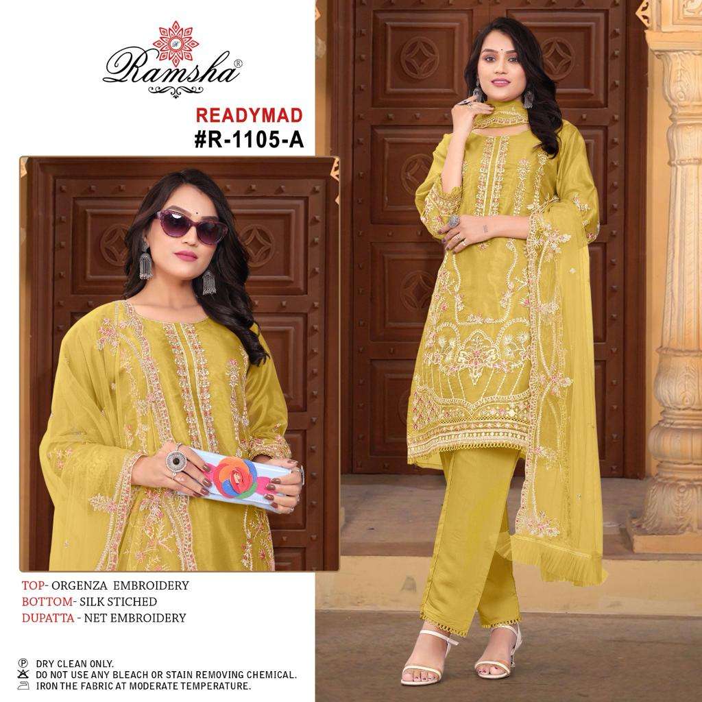 R-1105 COLOURS BY RAMSHA HEAVY EMBROIDERED FACNY ORGENZA PAKISTANI DRESSES